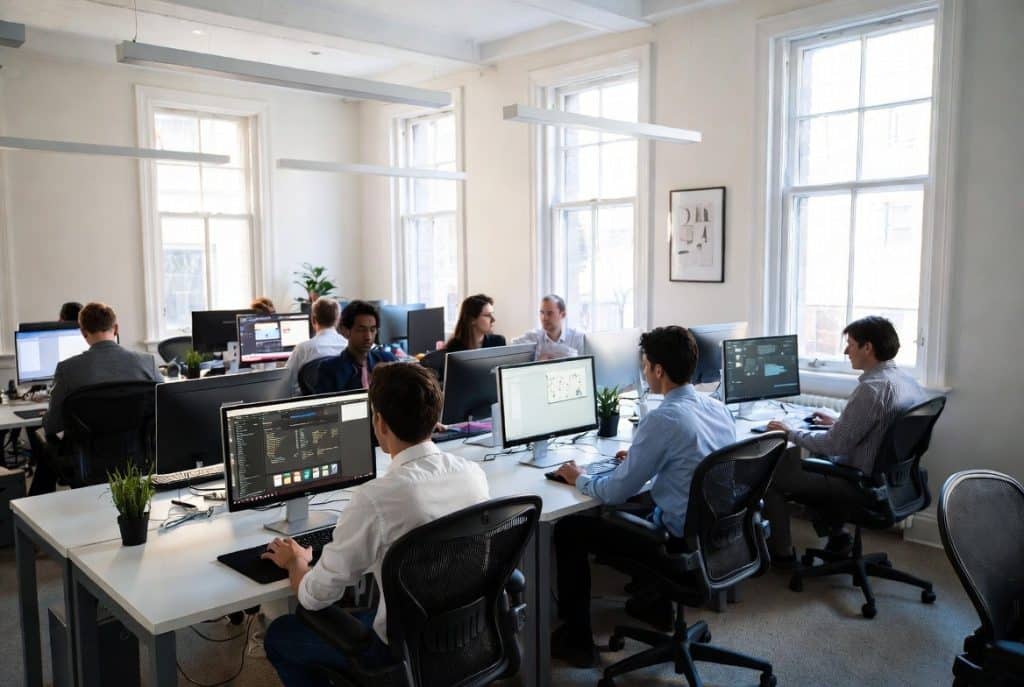 Team van ons bedrijf hard aan het werk